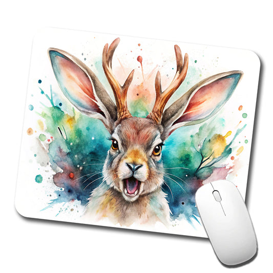 Angry Jackalope Watercolor Low Profile Mouse Pad Mat
