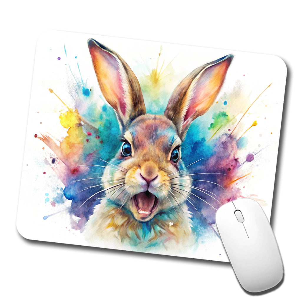 Angry Rabbit Bunny Watercolor Low Profile Mouse Pad Mat