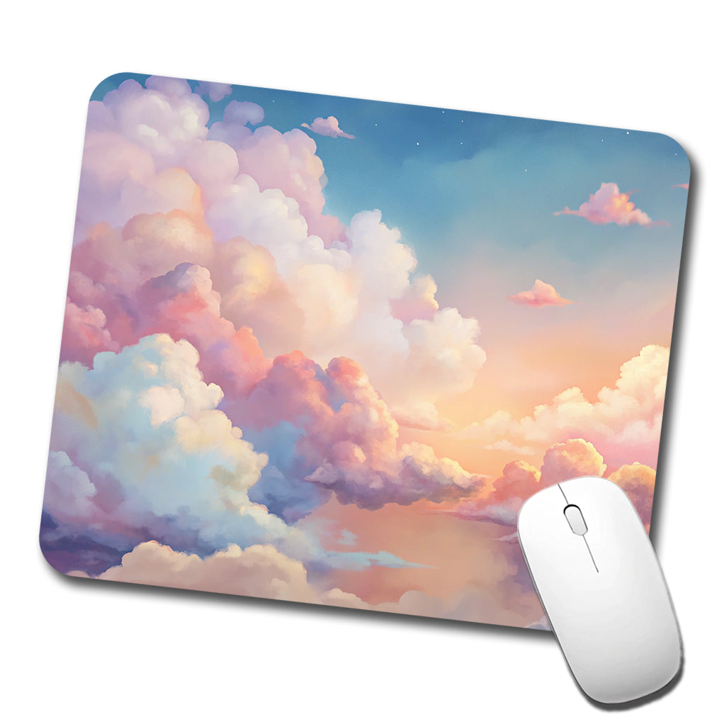 Cloudy Sky Pastel Colors Low Profile Mouse Pad Mat