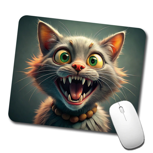 Funny Crazy Cat Low Profile Mouse Pad Mat