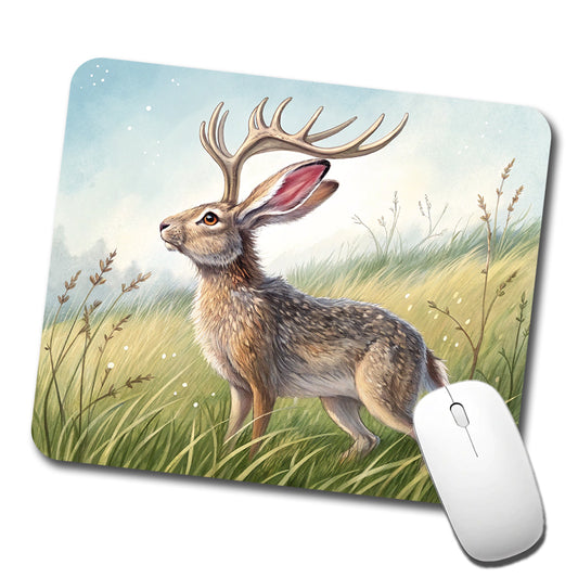 Jackalope Illustration Low Profile Mouse Pad Mat