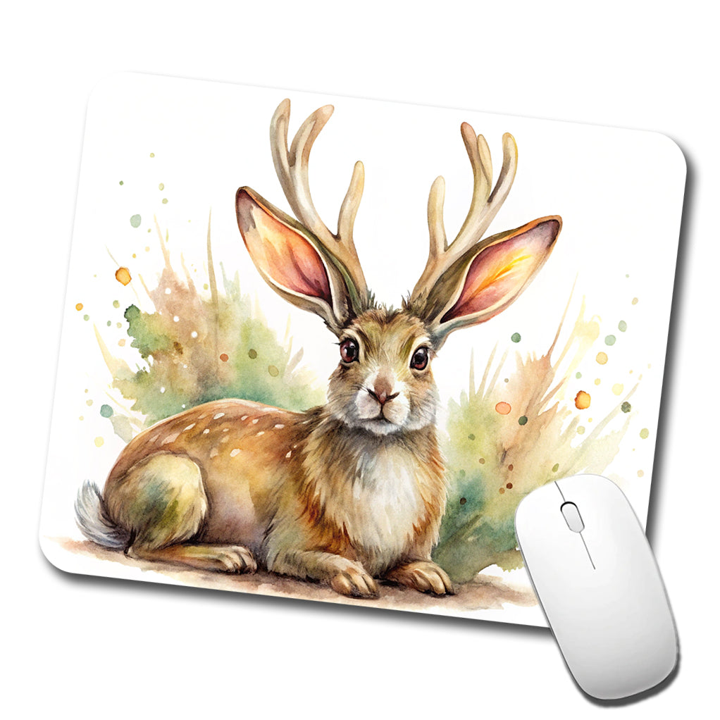 Jackalope Watercolor Low Profile Mouse Pad Mat