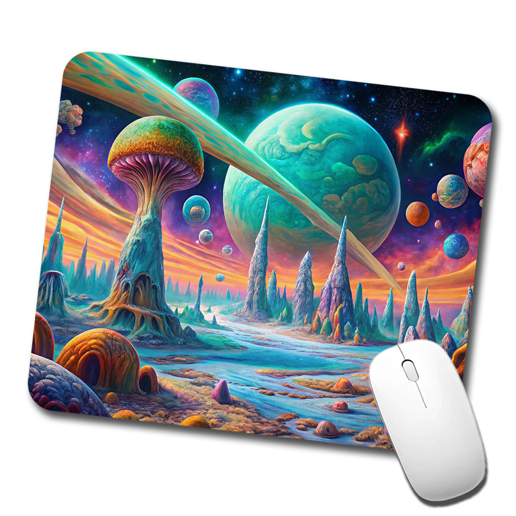 Psychedelic Alien Planet Vibrant Colors Low Profile Mouse Pad Mat