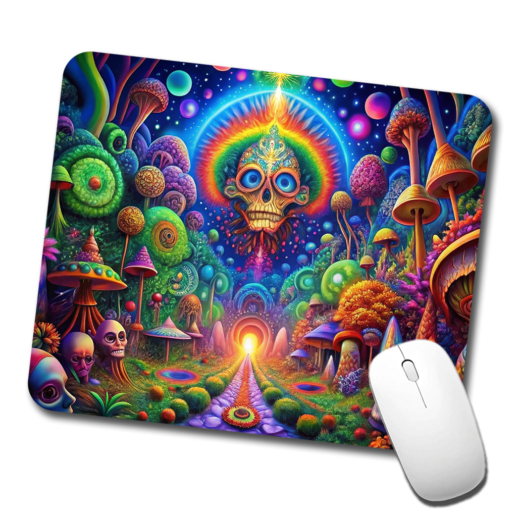 Psychedelic Fantasy Crazy Colorful Scene Low Profile Mouse Pad Mat