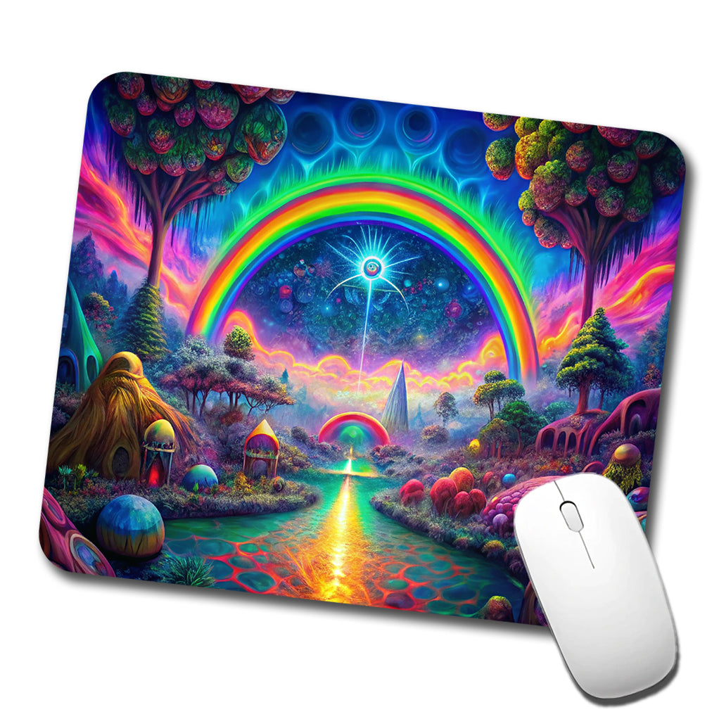 Psychedelic Rainbow Scene Low Profile Mouse Pad Mat
