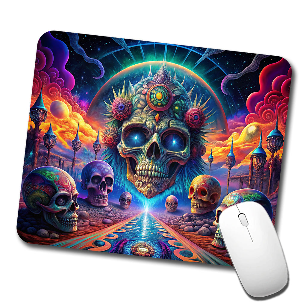 Psychedelic Skulls Design Low Profile Mouse Pad Mat