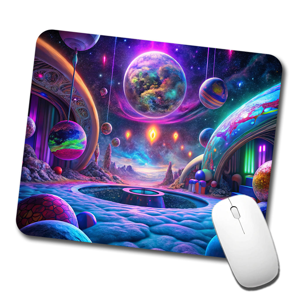 Psychedelic Space Planets Design Low Profile Mouse Pad Mat