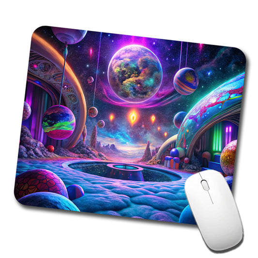 Psychedelic Space Planets Design Low Profile Mouse Pad Mat