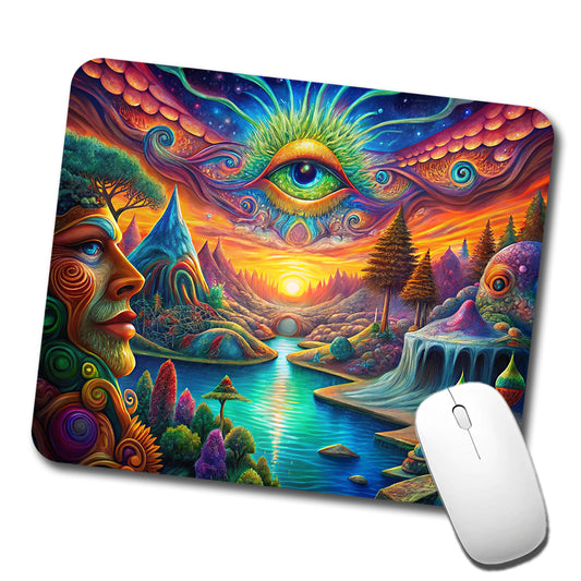 Psychedelic Trippy Artsy Design Low Profile Mouse Pad Mat