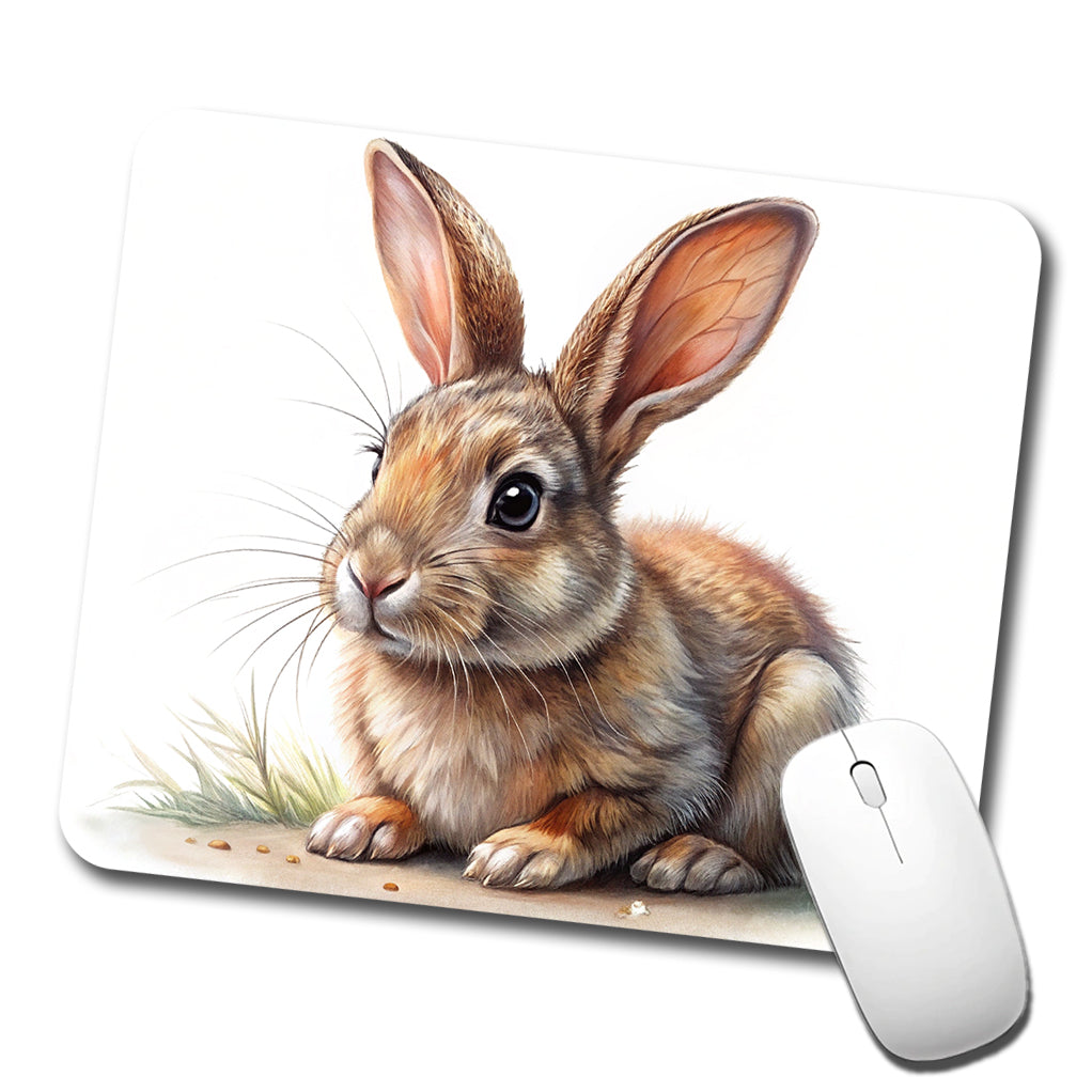 Rabbit Bunny Illustration Low Profile Mouse Pad Mat