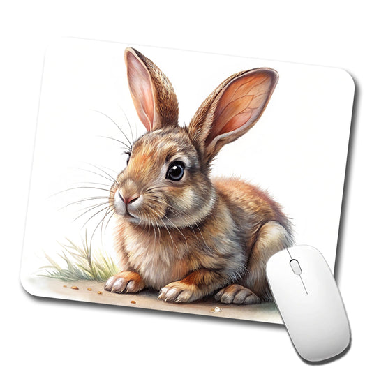 Rabbit Bunny Illustration Low Profile Mouse Pad Mat