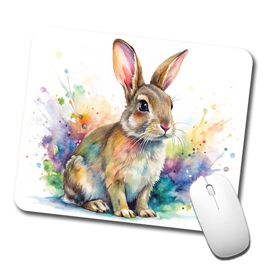 Rabbit Bunny Watercolor Low Profile Mouse Pad Mat