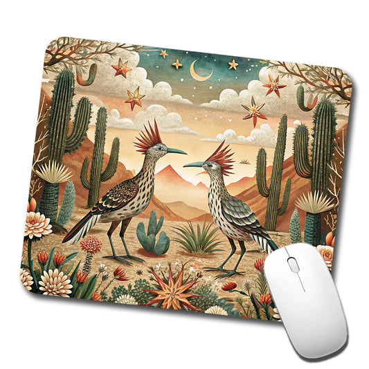 Southwestern Desert Tribal Roadrunners Design Low Profile Mouse Pad Mat