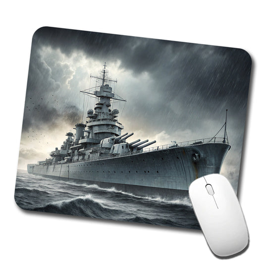 WWII Battleship At Sea Low Profile Mouse Pad Mat