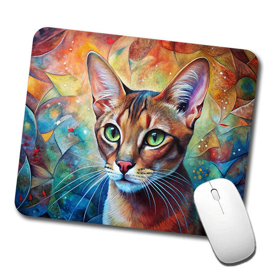Abyssinian Cat Abstract Art Low Profile Mouse Pad Mat