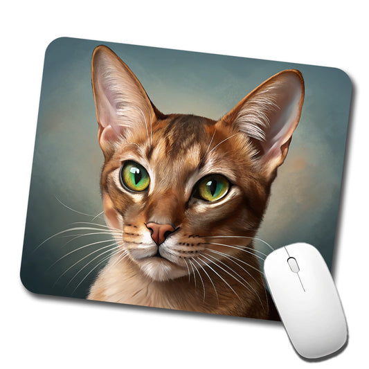 Abyssinian Cat Illustration Low Profile Mouse Pad Mat