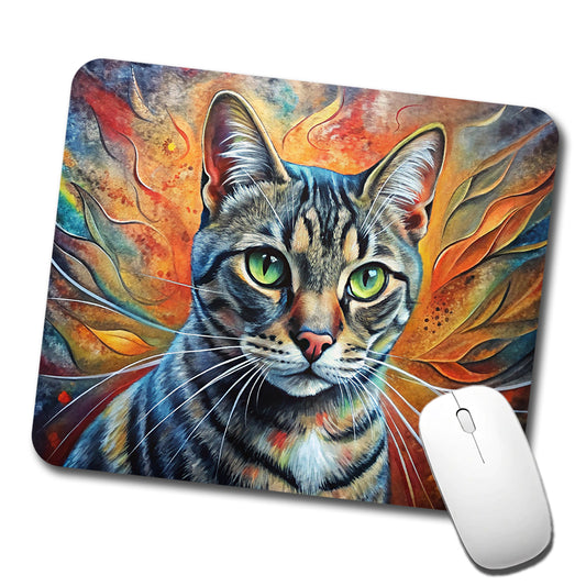 American Shorthair Cat Abstract Art Low Profile Mouse Pad Mat