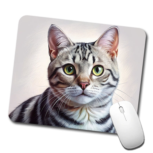 American Shorthair Cat Illustration Low Profile Mouse Pad Mat