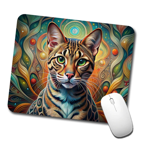 Bengal Cat Abstract Art Low Profile Mouse Pad Mat
