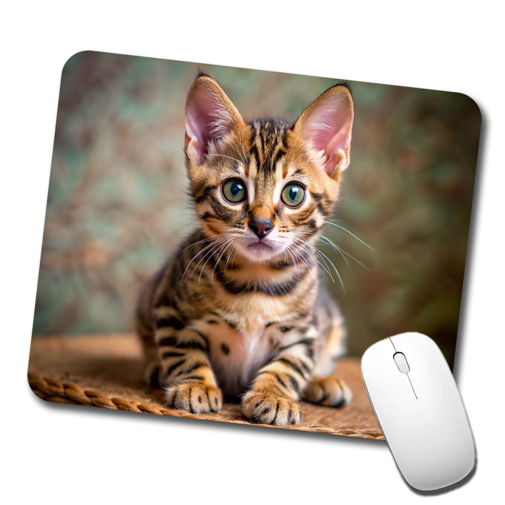 Bengal Cat Kitten Photo Low Profile Mouse Pad Mat