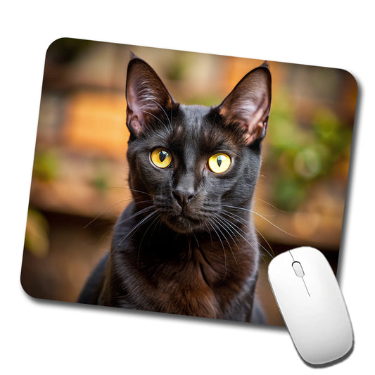 Bombay Black Cat Photo Low Profile Mouse Pad Mat