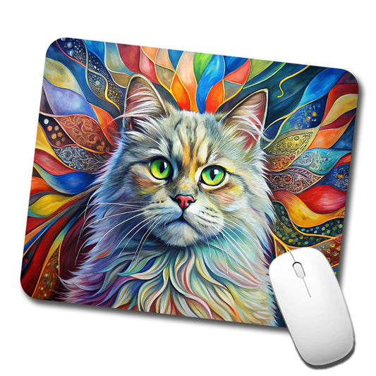 British Longhair Cat Abstract Art Low Profile Mouse Pad Mat