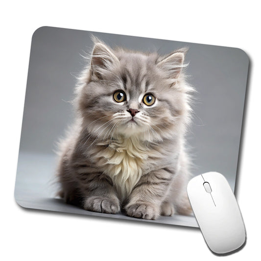 British Longhair Gray Cat Kitten Photo Low Profile Mouse Pad Mat