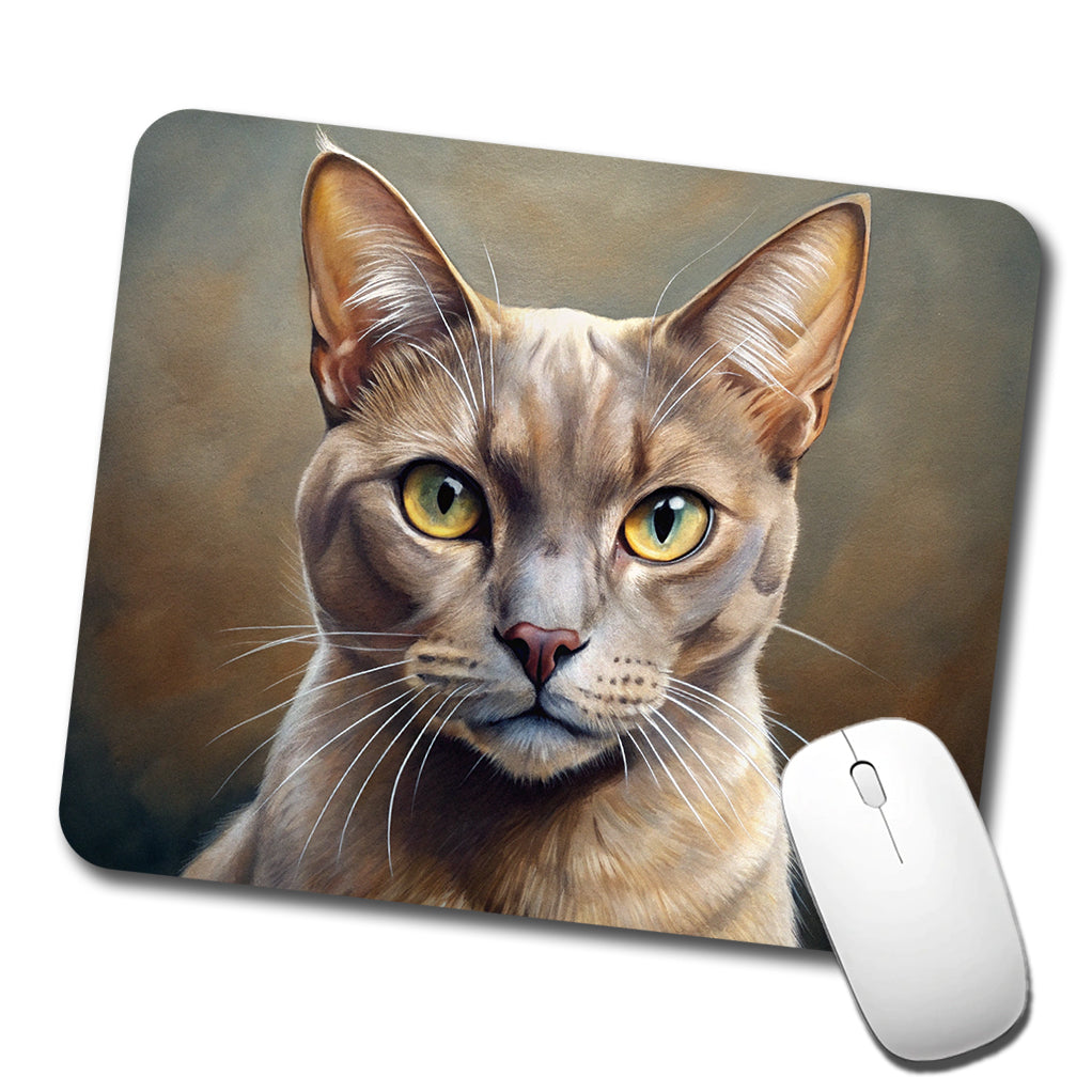 Burmese Cat Illustration Low Profile Mouse Pad Mat