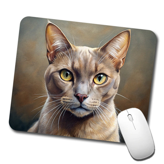 Burmese Cat Illustration Low Profile Mouse Pad Mat