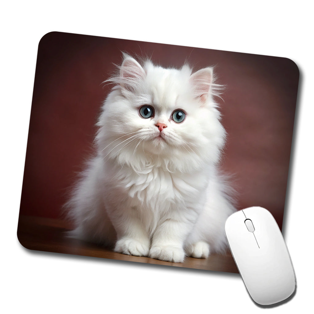Classic Persian White Cat Kitten Photo Low Profile Mouse Pad Mat