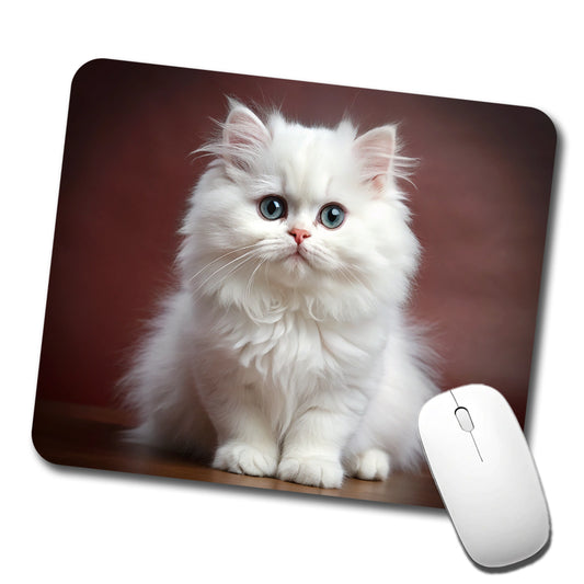 Classic Persian White Cat Kitten Photo Low Profile Mouse Pad Mat