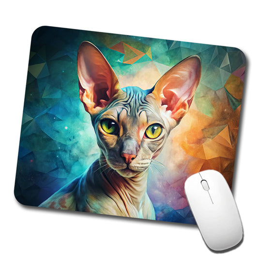 Cornish Rex Cat Abstract Art Low Profile Mouse Pad Mat