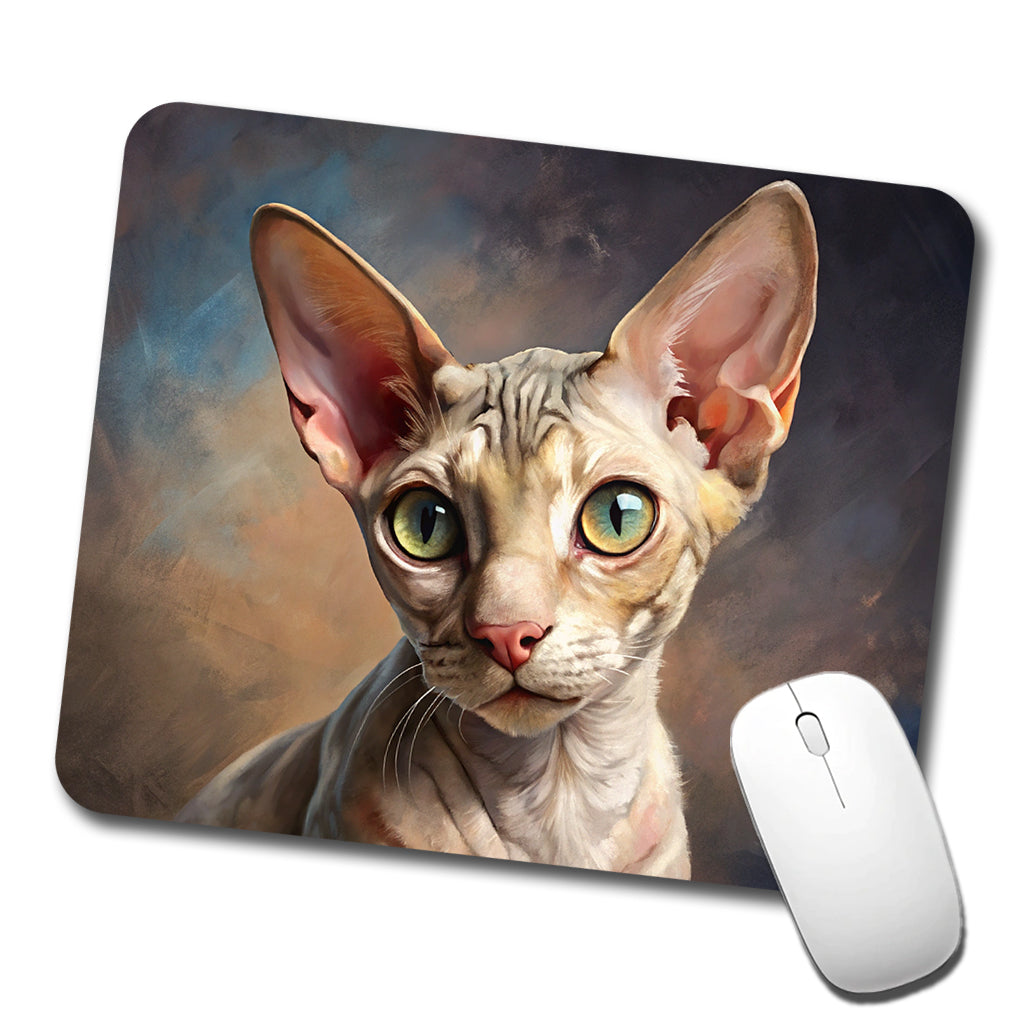 Cornish Rex Cat Illustration Low Profile Mouse Pad Mat