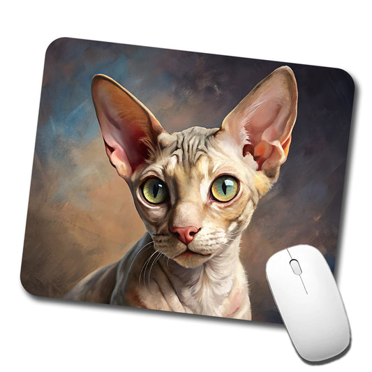 Cornish Rex Cat Illustration Low Profile Mouse Pad Mat