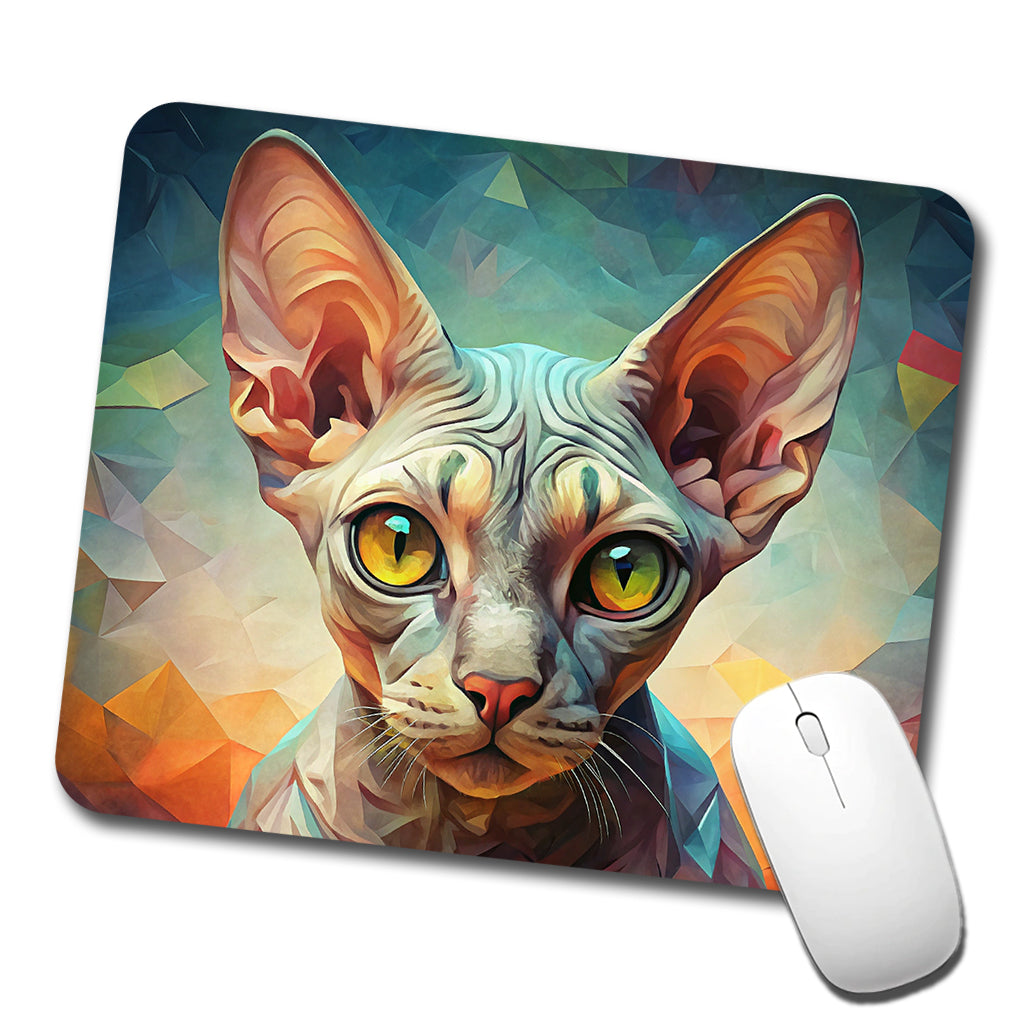 Devon Rex Cat Abstract Art Low Profile Mouse Pad Mat