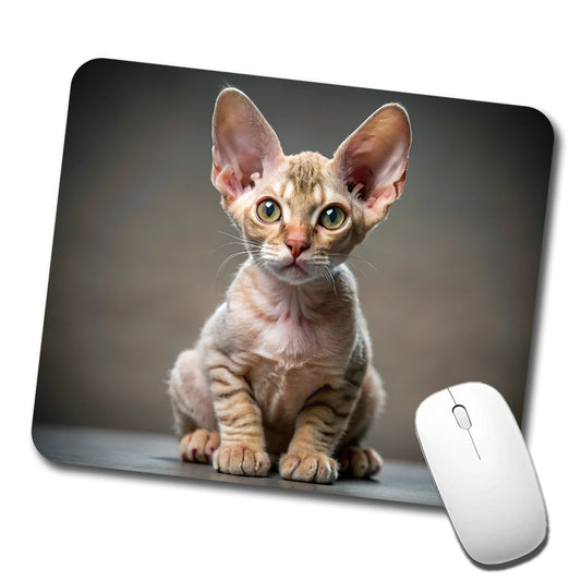 Devon Rex Cat Kitten Photo Low Profile Mouse Pad Mat