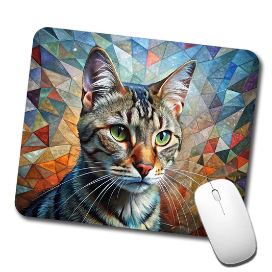 European Shorthair Cat Abstract Art Low Profile Mouse Pad Mat