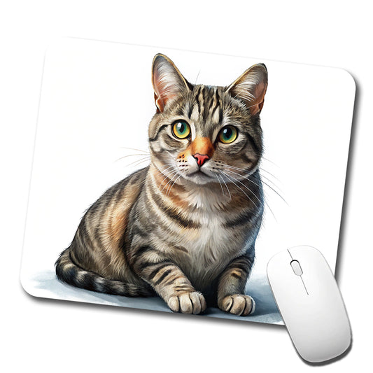 European Shorthair Cat Illustration Low Profile Mouse Pad Mat
