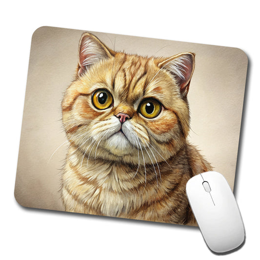 Exotic Shorthair Cat Illustration Low Profile Mouse Pad Mat