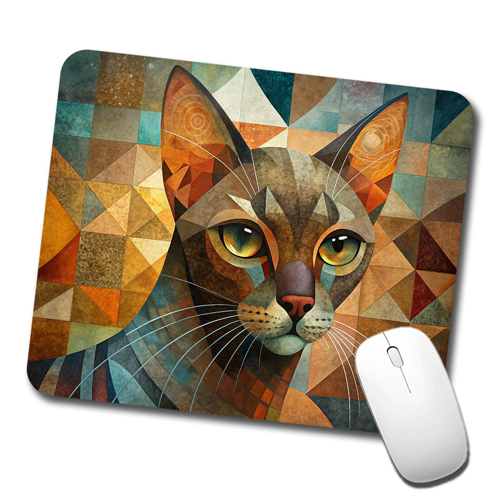 Havana Brown Cat Abstract Art Low Profile Mouse Pad Mat