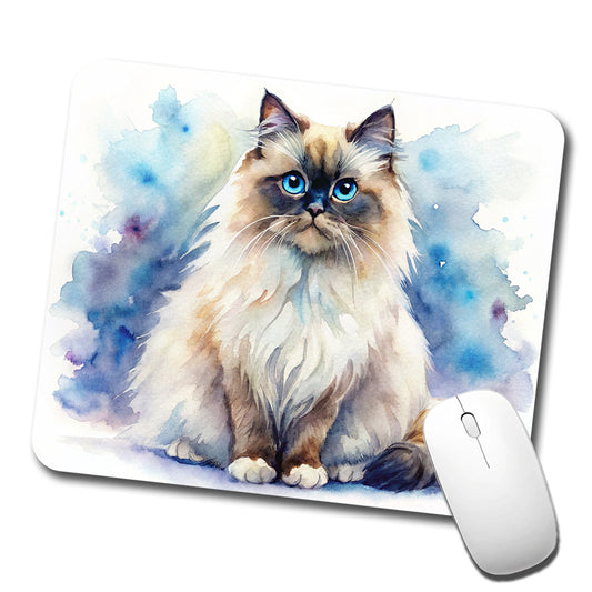Himalayan Cat Watercolor Style Low Profile Mouse Pad Mat
