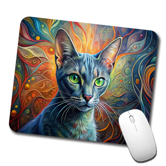 Korat Cat Abstract Art Low Profile Mouse Pad Mat