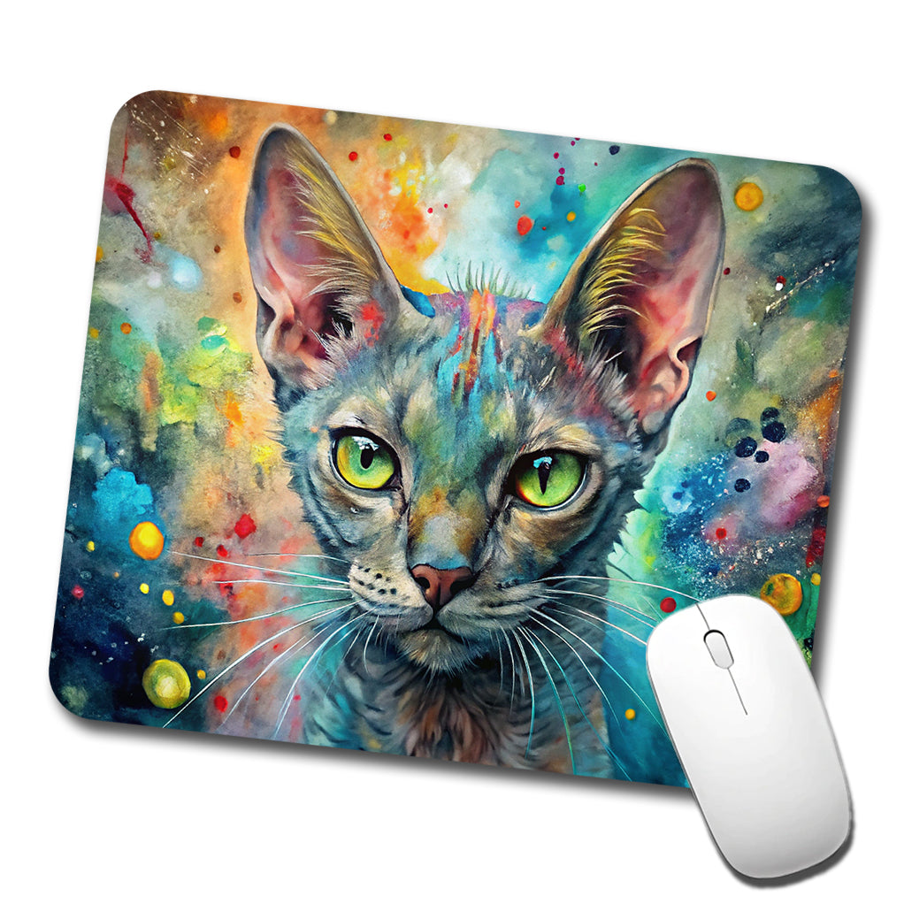 Lykoi Wolf Cat Abstract Art Low Profile Mouse Pad Mat