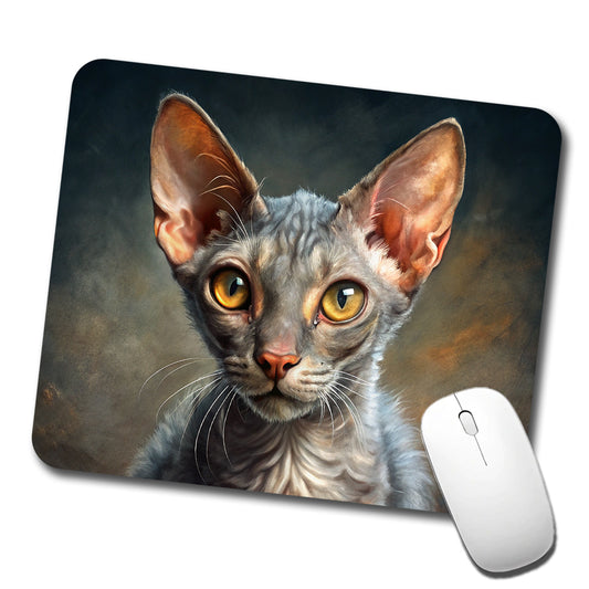 Lykoi Wolf Cat Illustration Low Profile Mouse Pad Mat