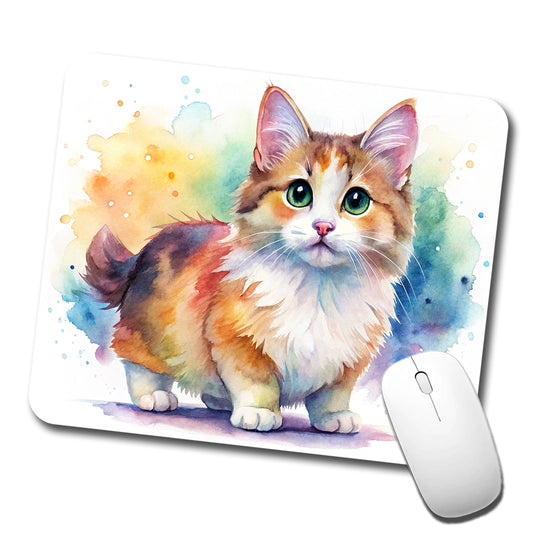 Munchkin Cat Watercolor Style Low Profile Mouse Pad Mat