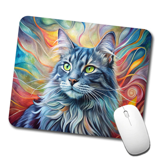 Nebelung Cat Abstract Art Low Profile Mouse Pad Mat
