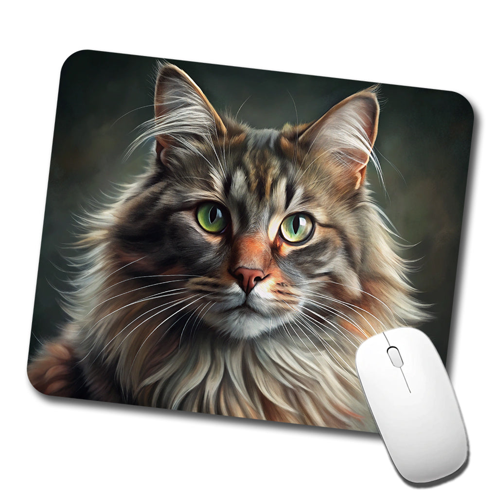 Norwegian Forest Cat Illustration Low Profile Mouse Pad Mat