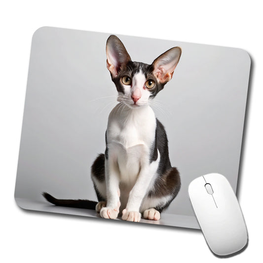 Oriental Shorthair Black White Cat Photo Low Profile Mouse Pad Mat