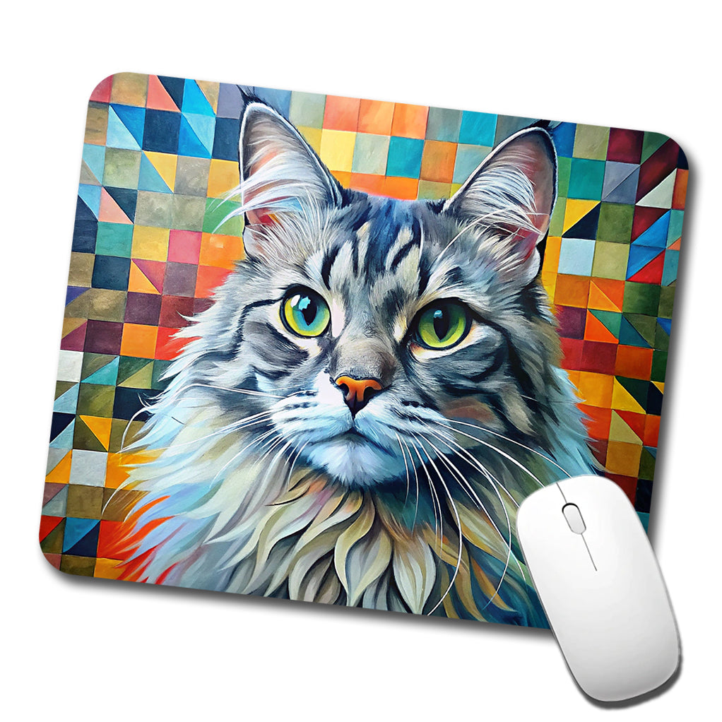 Ragamuffin Cat Abstract Art Low Profile Mouse Pad Mat