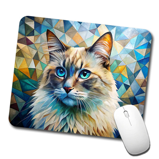 Ragdoll Cat Abstract Art Low Profile Mouse Pad Mat